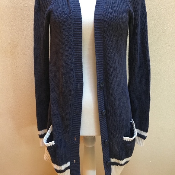 AÉROPOSTALE Navy Cardigan, Sz S - Picture 1 of 5